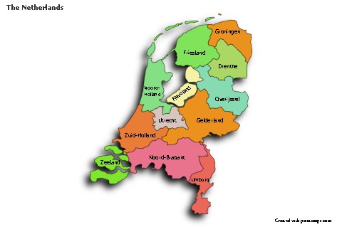 Sample Maps for The Netherlands (colored,shadowy)