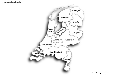 Sample Maps for The Netherlands (black-white,shadowy)