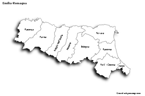 Contoh Peta untuk Emilia-Romagna (hitam-putih,bayangan)