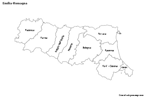 Contoh Peta untuk Emilia-Romagna (hitam-putih)