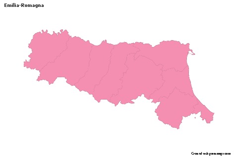 Contoh Peta untuk Emilia-Romagna (merah jambu,garis besar)