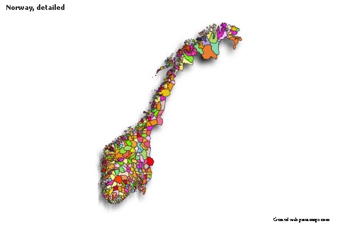 Sample Maps for Norway, detailed (colored,shadowy)