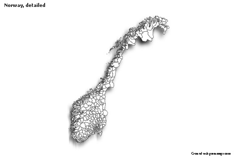 Sample Maps for Norway, detailed (black-white,shadowy)