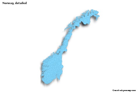 Sample Maps for Norway, detailed (blue,outline,shadowy)