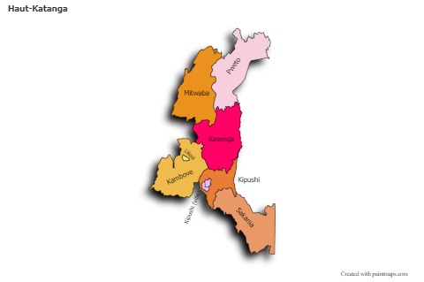 Haut-Katanga için Örnek Haritalar (renkli,gölgeli)