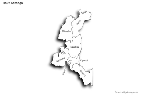 Haut-Katanga için Örnek Haritalar (siyah-beyaz,gölgeli)