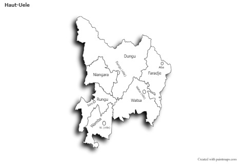 Sample Maps for Haut-Uele (black-white,shadowy)