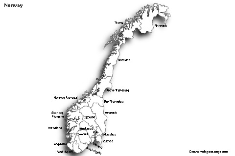 Sample Maps for Norway (black-white,shadowy)