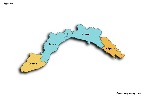 Sample Maps for Liguria (colored,shadowy)
