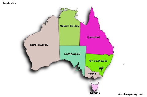 Contoh Peta untuk Australia (berwarna,bayangan)
