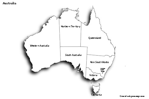 Contoh Peta untuk Australia (hitam-putih,bayangan)