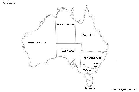 Contoh Peta untuk Australia (hitam-putih)