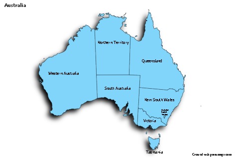 Contoh Peta untuk Australia (biru,bayangan)