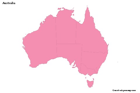 Contoh Peta untuk Australia (merah jambu,garis besar)