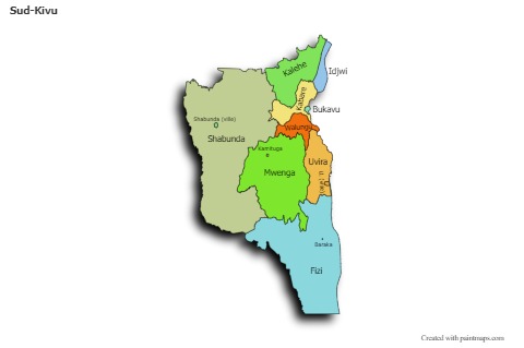 Contoh Peta untuk Sud-Kivu (berwarna,bayangan)