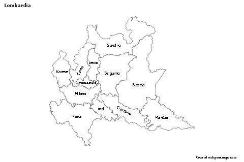 Contoh Peta untuk Lombardia (hitam-putih)