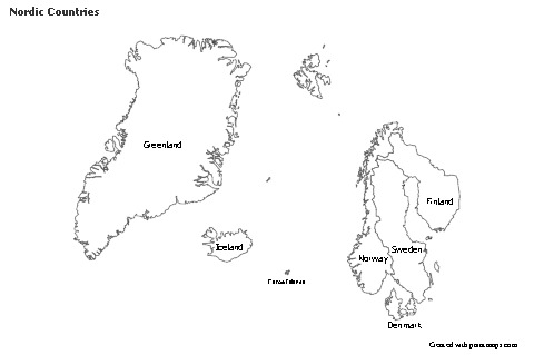 Sample Maps for Nordic Countries (black-white)