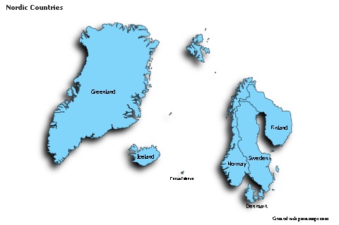 Sample Maps for Nordic Countries (blue,shadowy)