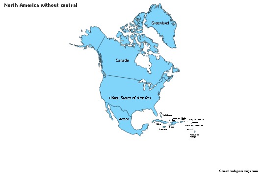 Contoh Peta untuk Amerika Utara tanpa pusat (biru)