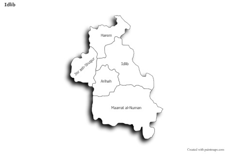 Mapas de muestra para Idlib (blanco-negro,sombrío)