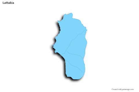 Contoh Peta untuk Lattakia (biru,garis luar,bayangan)