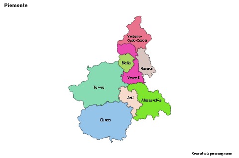 Exemplos de mapas para Piemonte (colorido)