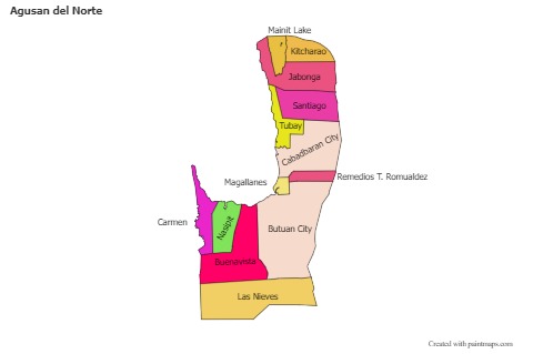 Agusan del Norte için Örnek Haritalar (renkli)