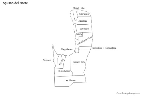 Agusan del Norte için Örnek Haritalar (siyah-beyaz)