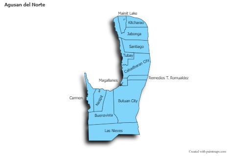 Agusan del Norte için Örnek Haritalar (mavi,gölgeli)