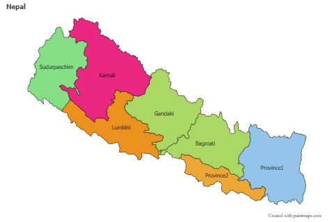 Contoh Peta untuk Nepal (berwarna)