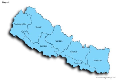 Contoh Peta untuk Nepal (biru,bayangan)