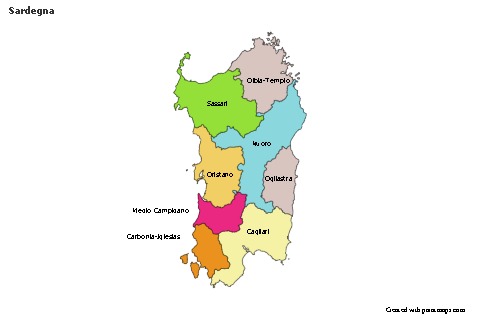 Mapas de muestra para Sardegna (coloreado)