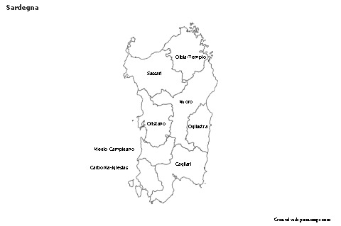 Mapas de muestra para Sardegna (blanco-negro)