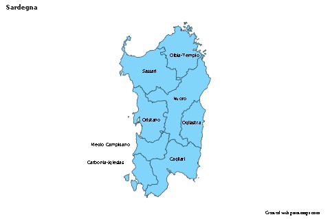 Mapas de muestra para Sardegna (azul)
