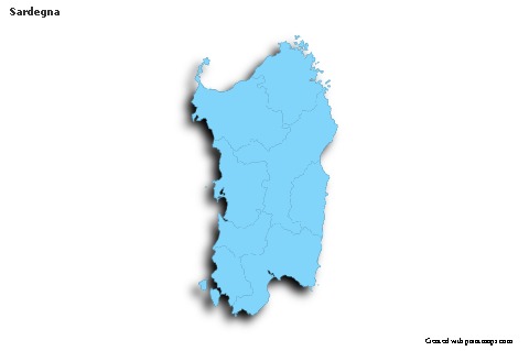 Mapas de muestra para Sardegna (azul,contorno,sombrío)