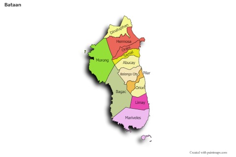 Mapas de muestra para Bataan (coloreado,sombrío)