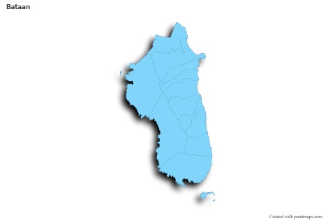 Mapas de muestra para Bataan (azul,contorno,sombrío)