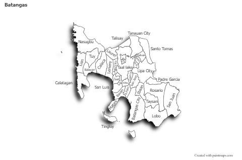 Batangas için Örnek Haritalar (siyah-beyaz,gölgeli)