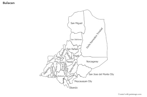 Contoh Peta untuk Bulacan (hitam-putih)