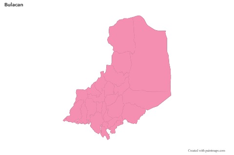 Contoh Peta untuk Bulacan (merah jambu,garis besar)