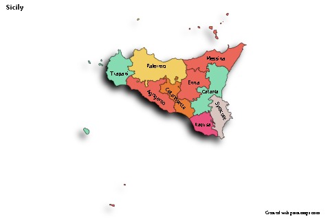 Sample Maps for Sicily (colored,shadowy)