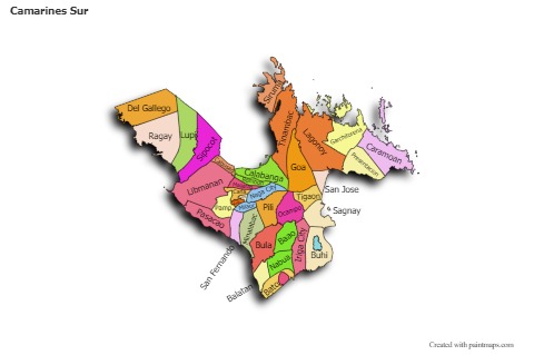 Contoh Peta untuk Camarines Sur (berwarna,bayangan)