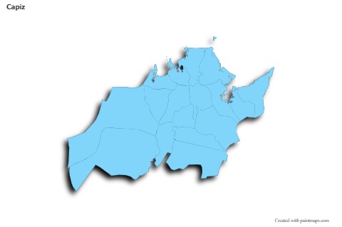 Mapas de muestra para Capiz (azul,contorno,sombrío)