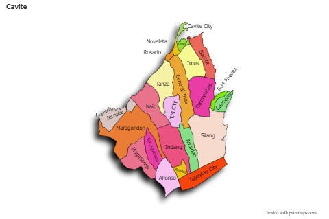 Cavite için Örnek Haritalar (renkli,gölgeli)