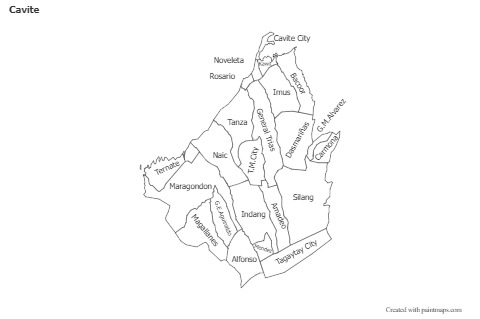 Cavite için Örnek Haritalar (siyah-beyaz)