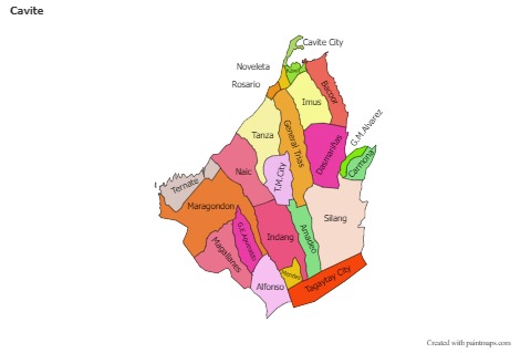 Cavite için Örnek Haritalar (mavi,gölgeli)