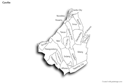Cavite için Örnek Haritalar (pembe,anahat)