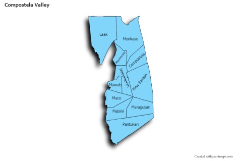 Contoh Peta untuk Compostela Valley (merah jambu,garis besar)