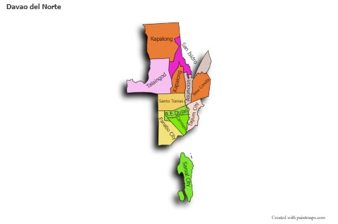Contoh Peta untuk Davao del Norte (berwarna,bayangan)