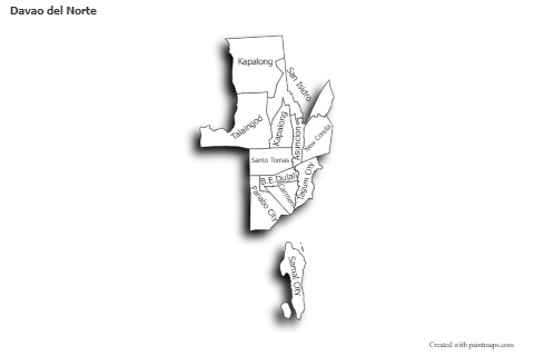 Contoh Peta untuk Davao del Norte (hitam-putih,bayangan)
